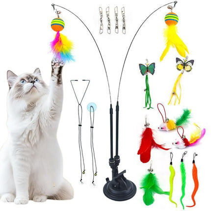 20Pcs Interactive Cat Wand Toys with Feather Replacements for Cats Play and Exercise