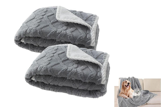 Pet Blanket for Couch Protection – Waterproof 2-Pack (Grey)