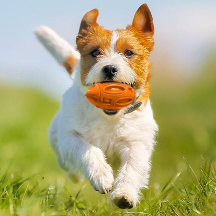 Puppy Chew Ball With Squeaker Dog Chew Toys Squeaky Dog Toys For Aggressive Chewers-Orange