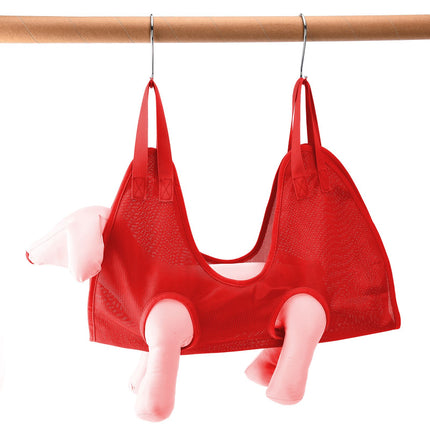 Dog Grooming Sling Multifunctional Pet Grooming Hammock Helper for Bathing Washing Grooming and Trimming NailRed S