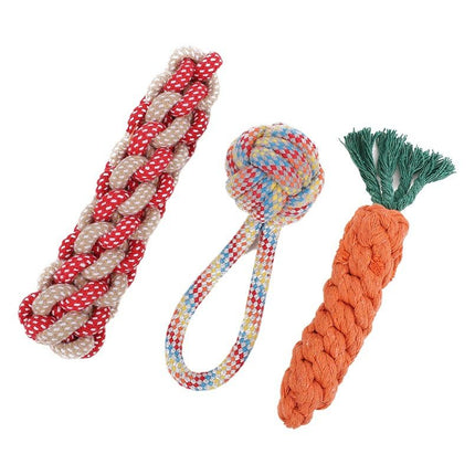Pet Dog Toy Beika Cotton Rope Knot Carrot Teething Corn + carrot + single ear ball
