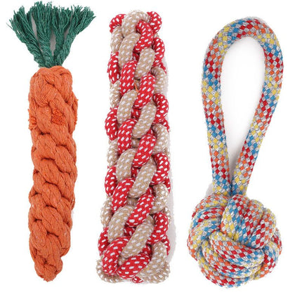 Pet Dog Toy Beika Cotton Rope Knot Carrot Teething Corn + carrot + single ear ball