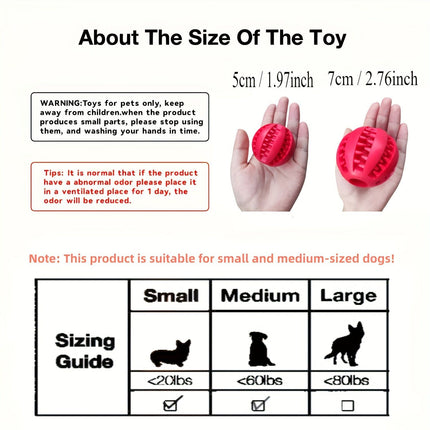 Interactive Dog Chew Toy for Small Breeds - Durable Rubber Treat Dispensing Ball for Dental Cleaning, Slow Feeding, and Fun Playtime with Your Furry Friend (5cm, Red)