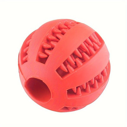 Interactive Dog Chew Toy for Small Breeds - Durable Rubber Treat Dispensing Ball for Dental Cleaning, Slow Feeding, and Fun Playtime with Your Furry Friend (5cm, Red)