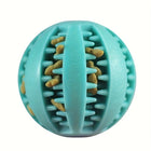 Interactive Dog Chew Toy for Small Breeds - Durable Rubber Treat Dispensing Ball for Dental Cleaning, Slow Feeding, and Fun Playtime with Your Furry Friend (7cm, Cyan)