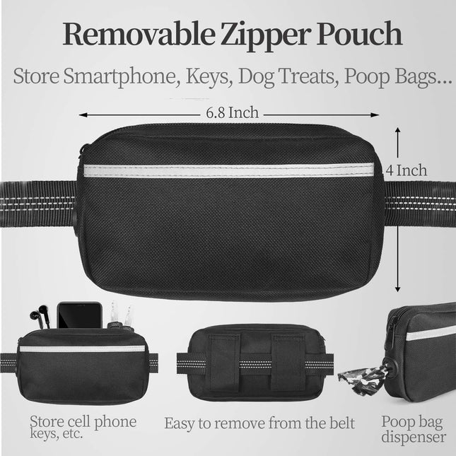 Hands-Free Dog Leash Set with Waist Belt and Storage Pouch