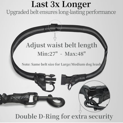 Hands-Free Dog Leash Set with Waist Belt and Storage Pouch
