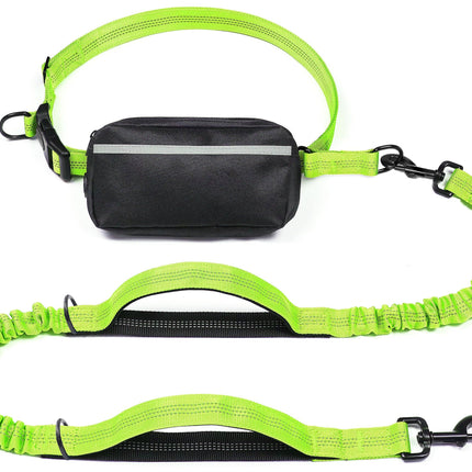 Hands-Free Dog Leash Set with Waist Belt and Storage Pouch