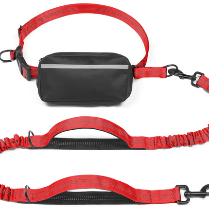 Hands-Free Dog Leash Set with Waist Belt and Storage Pouch