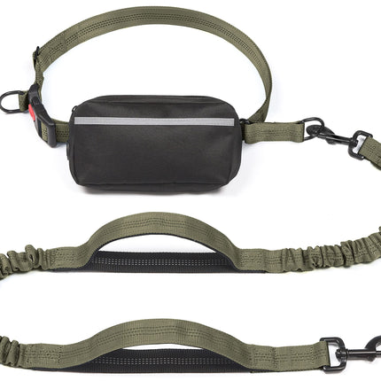 Hands-Free Dog Leash Set with Waist Belt and Storage Pouch