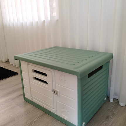 YES4PETS Medium Plastic Pet Dog Puppy Cat House Kennel Green