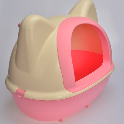 YES4PETS Large Hooded Cat Toilet Litter Box Tray House With Scoop Pink