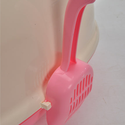 YES4PETS Large Hooded Cat Toilet Litter Box Tray House With Scoop Pink