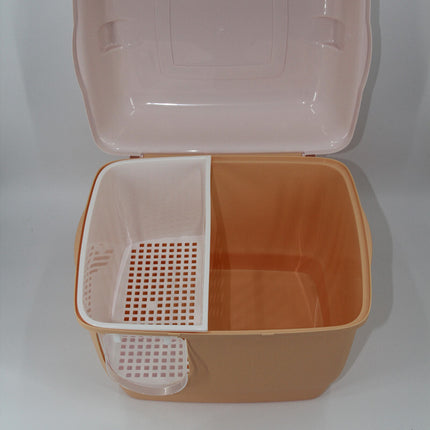 YES4PETS XL Portable Hooded Cat Toilet Litter Box Tray House with Handle and Scoop Brown