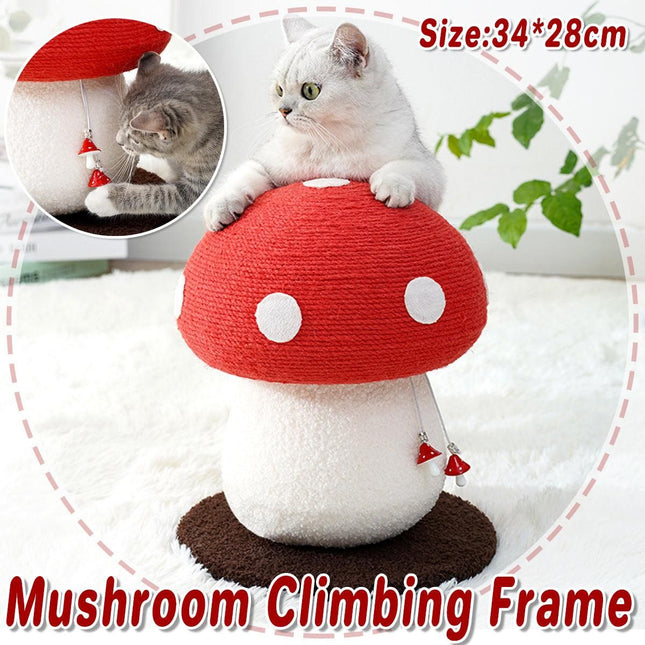 Red Mushroom Cat Climbing Frame Vertical Scratching Post Board Pet Furniture