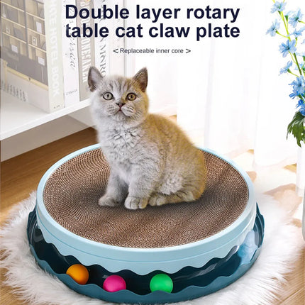 Cat Scratcher Turntable Toy Large Round Corrugated Board Nest Scratch Resistant - Yellow
