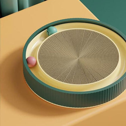 Cat Scratcher Lounge Bed Toy 40cm Round Foldable Cardboard Pad with Ball Track - Replacement Pad