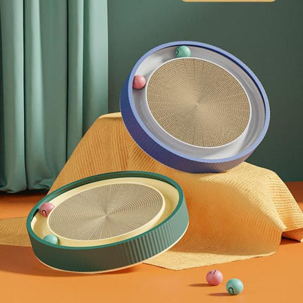 Cat Scratcher Lounge Bed Toy 40cm Round Foldable Cardboard Pad with Ball Track - Replacement Pad