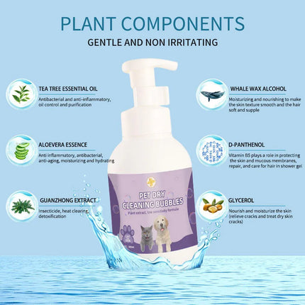 500ml Pet Leave In Dry Cleaning Foam No Rinse Bath Wash for Dogs and Cats