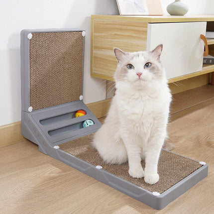 L-shaped Cat Scratching Board Vertical Claw Toy Cat Scratcher for Pet Playtime - Black