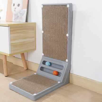 L-shaped Cat Scratching Board Vertical Claw Toy Cat Scratcher for Pet Playtime - Grey