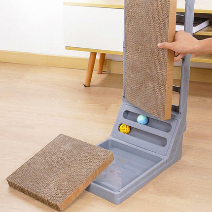 L-shaped Cat Scratching Board Vertical Claw Toy Cat Scratcher for Pet Playtime - Grey