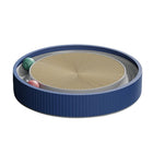 Cat Scratcher Lounge Bed Toy 40cm Round Foldable Cardboard Pad with Ball Track - Blue