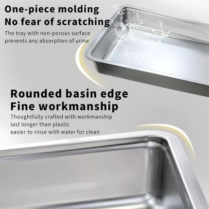 Stainless Steel Enclosed Cat Litter Box Top Exit Pet Toilet Box w/ Litter Scoop