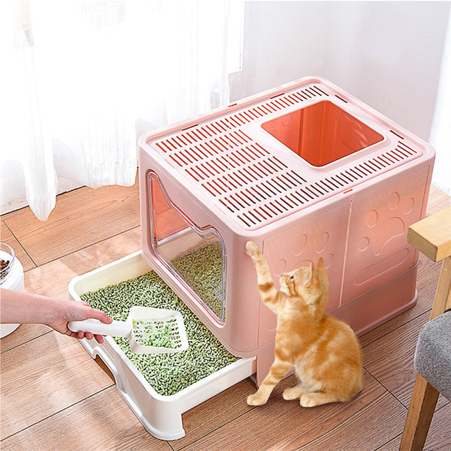 Xxl Large Cat Litter Box Self-Cleaning No Smell Pet Toilet Box With Tray & Scoop
