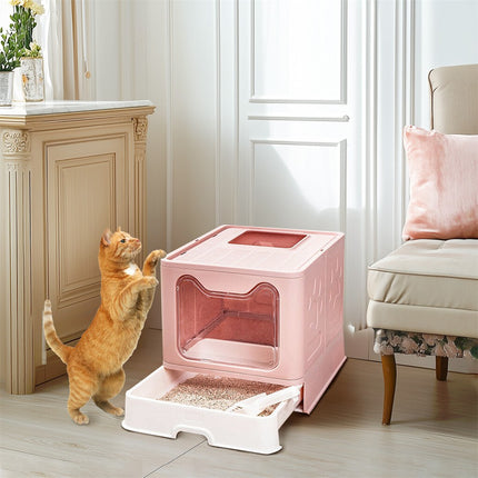 Xxl Large Cat Litter Box Self-Cleaning No Smell Pet Toilet Box With Tray & Scoop