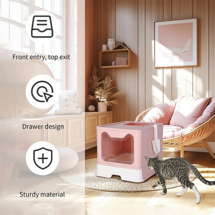 Xxl Large Cat Litter Box Self-Cleaning No Smell Pet Toilet Box With Tray & Scoop