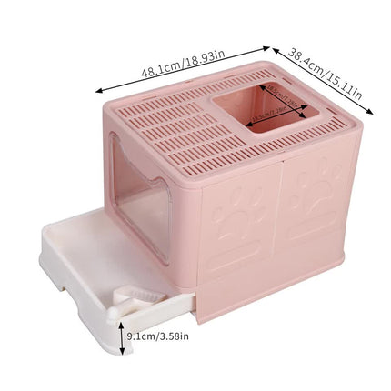 Xxl Large Cat Litter Box Self-Cleaning No Smell Pet Toilet Box With Tray & Scoop