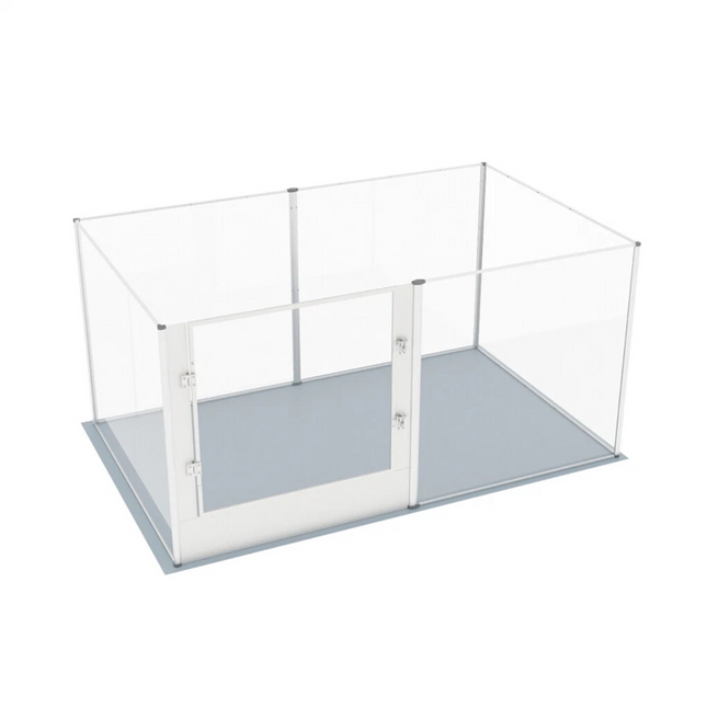 Silver Transparent Acrylic 6 Panel Dog Playpen Indoor Fence Whelping Box with Lock Door