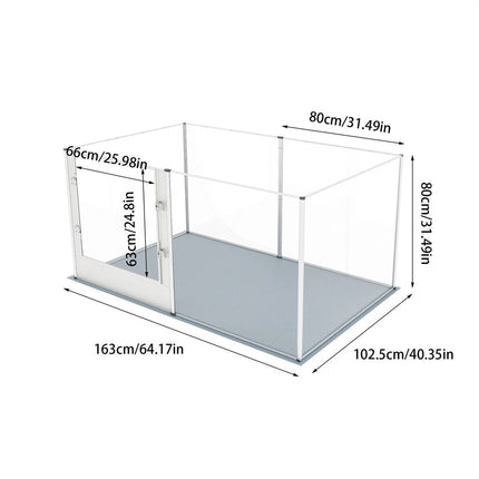 Silver Transparent Acrylic 6 Panel Dog Playpen Indoor Fence Whelping Box with Lock Door