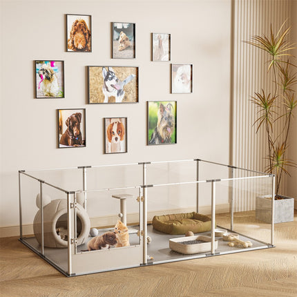 10-Piece Large Thicken Acrylic Dog Playpen Puppy Birth Fence with Waterproof Mat