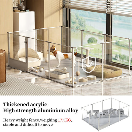 10-Piece Large Thicken Acrylic Dog Playpen Puppy Birth Fence with Waterproof Mat