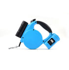 Blue 3-in-1 Retractable Dog Leash with LED Flashlight