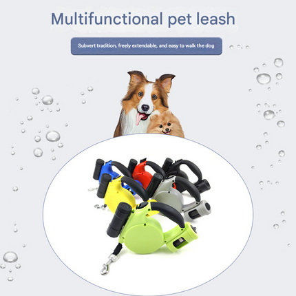 Blue 3-in-1 Retractable Dog Leash with LED Flashlight