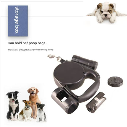 Blue 3-in-1 Retractable Dog Leash with LED Flashlight