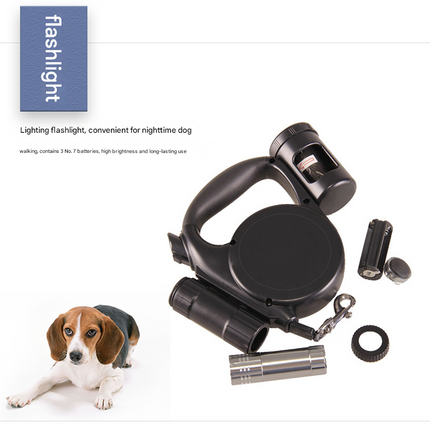Blue 3-in-1 Retractable Dog Leash with LED Flashlight