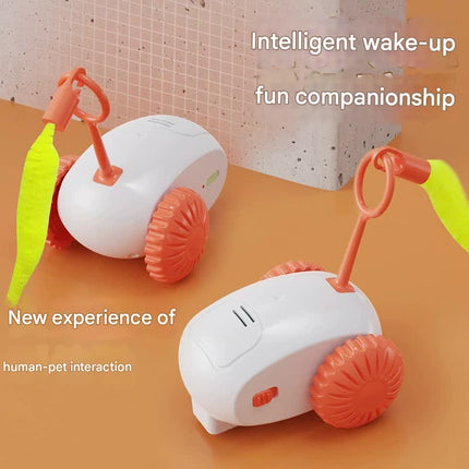 Interactive Smart Cat Toy Car - Automatic Obstacle Avoidance, Feather Tail, USB Rechargeable(gray)