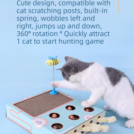 Whack-A-Mole Cat Toy (Plush Mole & 5 Hole) - Interactive Puzzle Box
