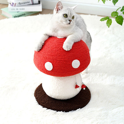 Red Mushroom Cat Tree with Sisal Scratching Post - Large Vertical Cat Climber, Durable Scratch-Resistant Design with Hanging Toys, Stylish Home Decor for Indoor Cats(500mm*350mm)