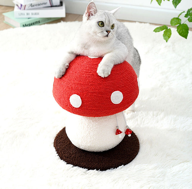 Red Mushroom Cat Tree with Sisal Scratching Post - Large Vertical Cat Climber, Durable Scratch-Resistant Design with Hanging Toys, Stylish Home Decor for Indoor Cats(500mm*350mm)