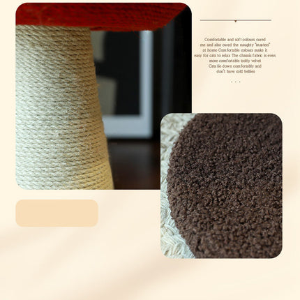 Red Mushroom Cat Tree with Sisal Scratching Post - Large Vertical Cat Climber, Durable Scratch-Resistant Design with Hanging Toys, Stylish Home Decor for Indoor Cats(500mm*350mm)