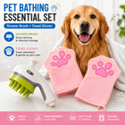 3-Piece Pet Grooming Bathing Kit – Drying Glove Towel & Shower Sprayer Brush Set