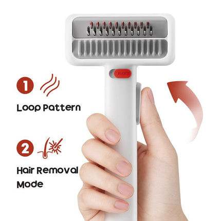 Pet Care Bundle Set – Black Adjustable Elevated Double Dog Bowl & White and Grey 2-in-1 Self-Cleaning Pet Grooming Comb, Stainless Steel Feeding Station and Deshedding Brush for Dogs & Cats