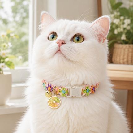 Floral Lace Pet Collar with Bell