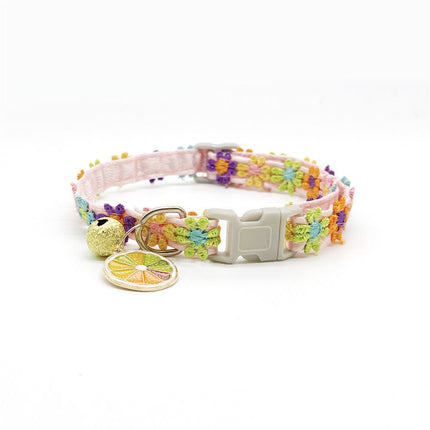 Floral Lace Pet Collar with Bell