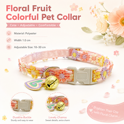 Floral Lace Pet Collar with Bell